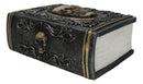 Gothic Macabre Skull Face With Scrollwork Book Shaped Decorative Trinket Box