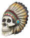 Indian Eagle Chief Skull with Turquoise Rocks Tribal Warrior Headdress Figurine