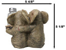Elephant Couple with Intertwined Trunks Glass Salt and Pepper Shakers Holder