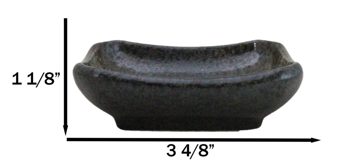 Pack Of 6 Ceramic Grey Hakumu Soy Sauce Oil Condiment Rectangular Dishes 2oz