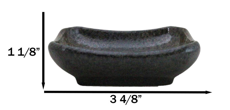 Pack Of 6 Ceramic Grey Hakumu Soy Sauce Oil Condiment Rectangular Dishes 2oz