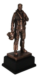 World War II Airman Aircraft Carrier Fighter Jet Pilot Bronzed Statue With Base