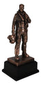 World War II Airman Aircraft Carrier Fighter Jet Pilot Bronzed Statue With Base