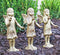 Set Of 3 Cast Iron Rustic Enchanted Fantasy Girl Fairy Pixie With Bird Figurines