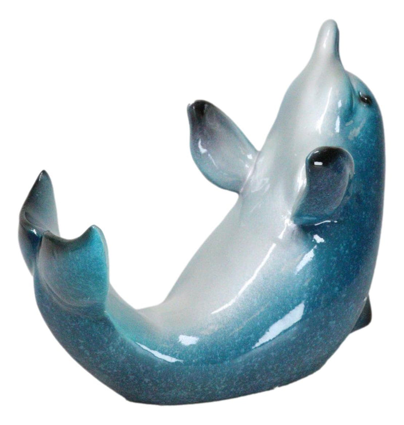 Nautical Ocean Marine Flipping Blue Dolphin Fish Wine Bottle Holder Beach Accent