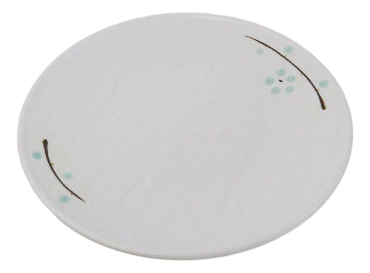 Set Of 6 Modern Yukino Hana Snowflakes Melamine Round Entree Dinner Plates 9"D