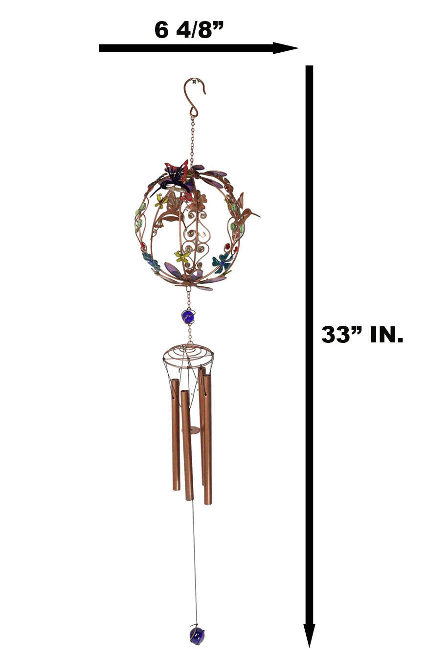 Whimsical Hummingbirds by Enchanted Globe Floral Garden Copper Wind Chime