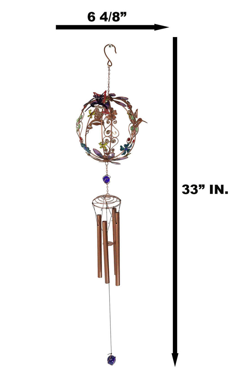 Whimsical Hummingbirds by Enchanted Globe Floral Garden Copper Wind Chime