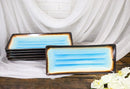 Set Of 6 Blue Aozora Kannyu Collection Ceramic Rectangular Serving Platters 12"L