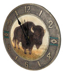 Frontier Land Legacy Southwestern Bison Wall Clock American Buffalo Sculpture