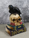 Raven Crow Perching On Skull With LED Eyes And Spell Books Of Prophecy Figurine