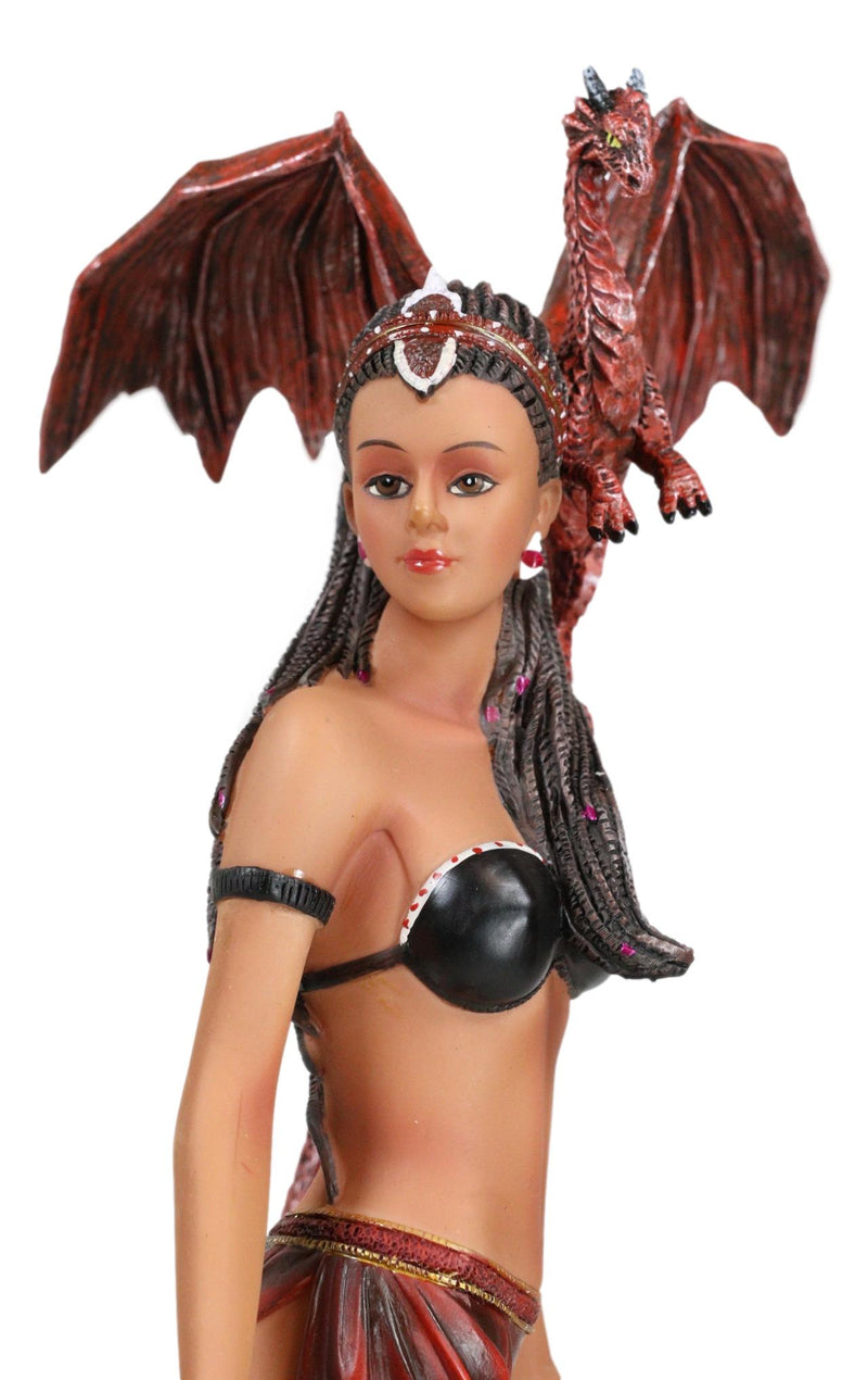 Tribal Warrior Dragon Witch Ebony Princess Meike Holding Falcata Blades Statue