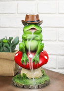 Western Outlaw Cowboy Frog On Mushroom Backflow Incense Cone Burner Figurine