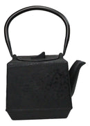 Black Traditional Square Tetsubin Medium Cast Iron Teapot 28oz Tea Pot W/ Handle