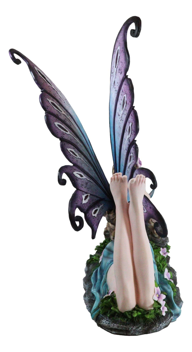 Castle On A Cloud Lavender Fairy Daydreaming With Butterfly Large Statue 23"L