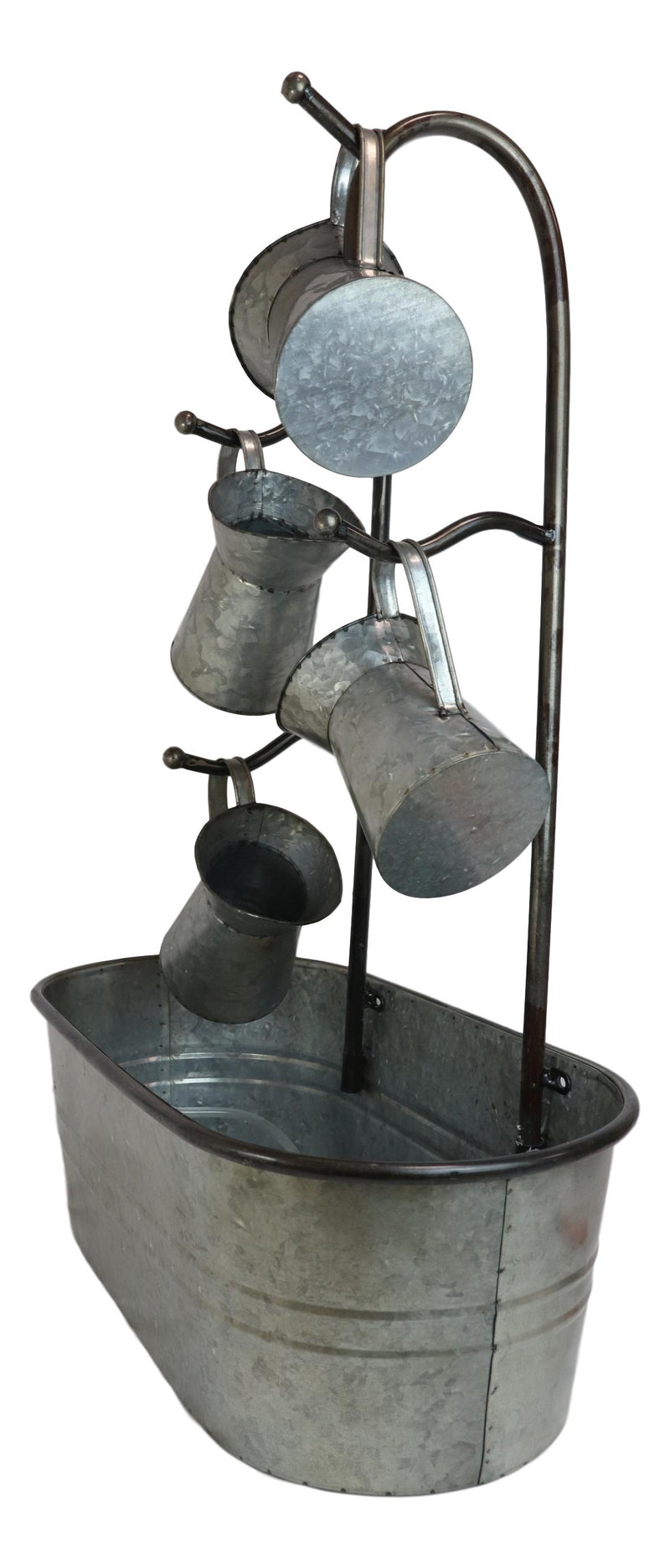 Galvanized Metal Rustic Watering Cans Cascading Basin Electric Water Fountain
