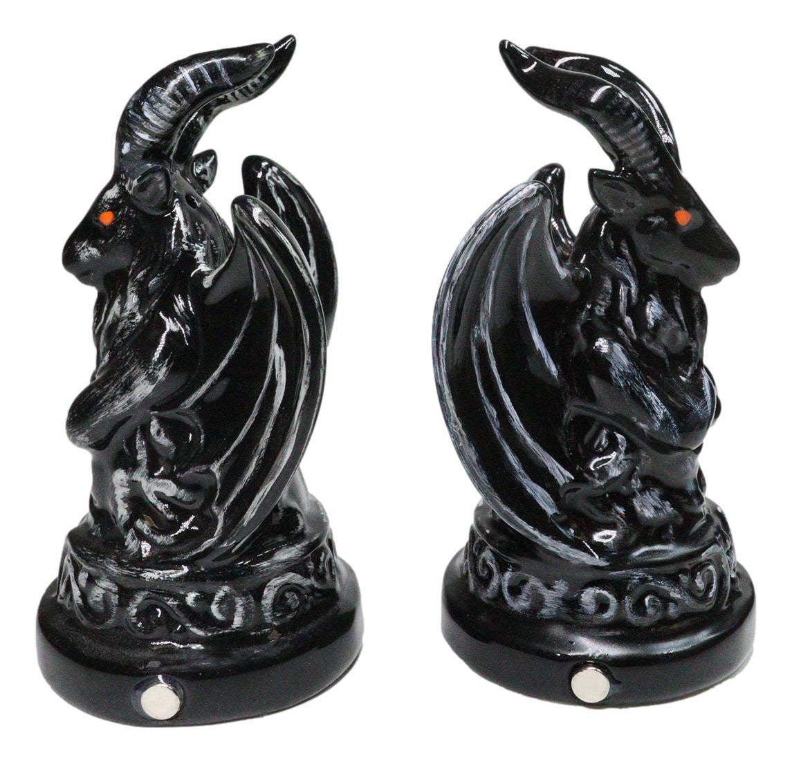 Metaphysical Realm Spirit Sabbatic Goat Baphomet Ceramic Salt Pepper Shakers Set