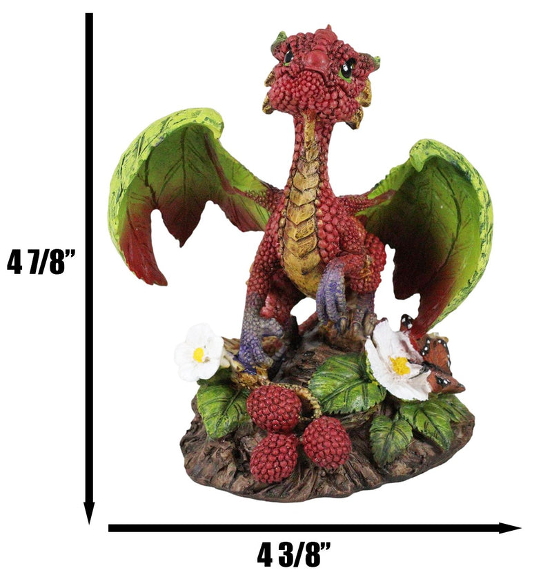Ebros Colorful Garden Fruits and Berries Green Thumb Berry Raspberry Dragon Statue