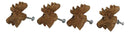Set Of 4 Western Rustic Forest Elk Moose Faux Wooden Cabinet Door Pull Knobs