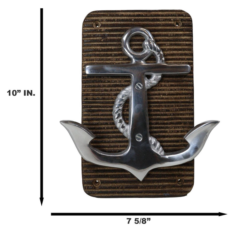 Aluminum Sailor Marine Sea Ship Anchor On Board 2 Pegs Double Wall Hook Plaque