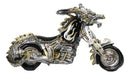 Dragon Motorcycle Metallic Silver & Gold Hot Rod Bike Sculpture Flame Accents