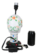 Festive Lights Macabre Day Of The Dead Sugar Skull Floral Sculptural Table Lamp