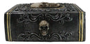 Gothic Macabre Skull Face With Scrollwork Book Shaped Decorative Trinket Box