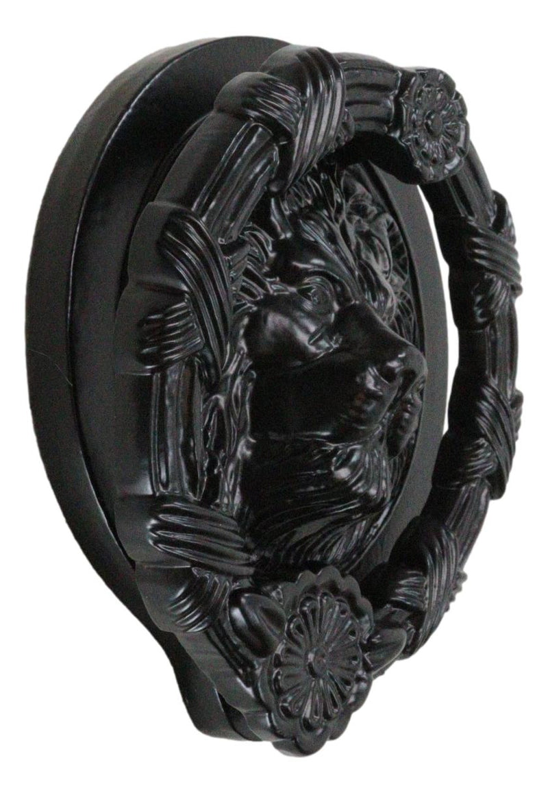 Hand Forged Cast Iron Black Royal Venetian Lion Head Decorative Door Knocker