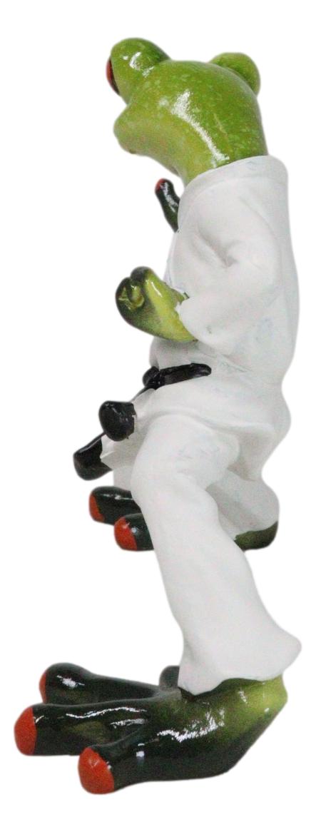 Toad Chop Karate Kid Black Belt Green Frog Martial Arts Warrior Figurine - Ebros Gift