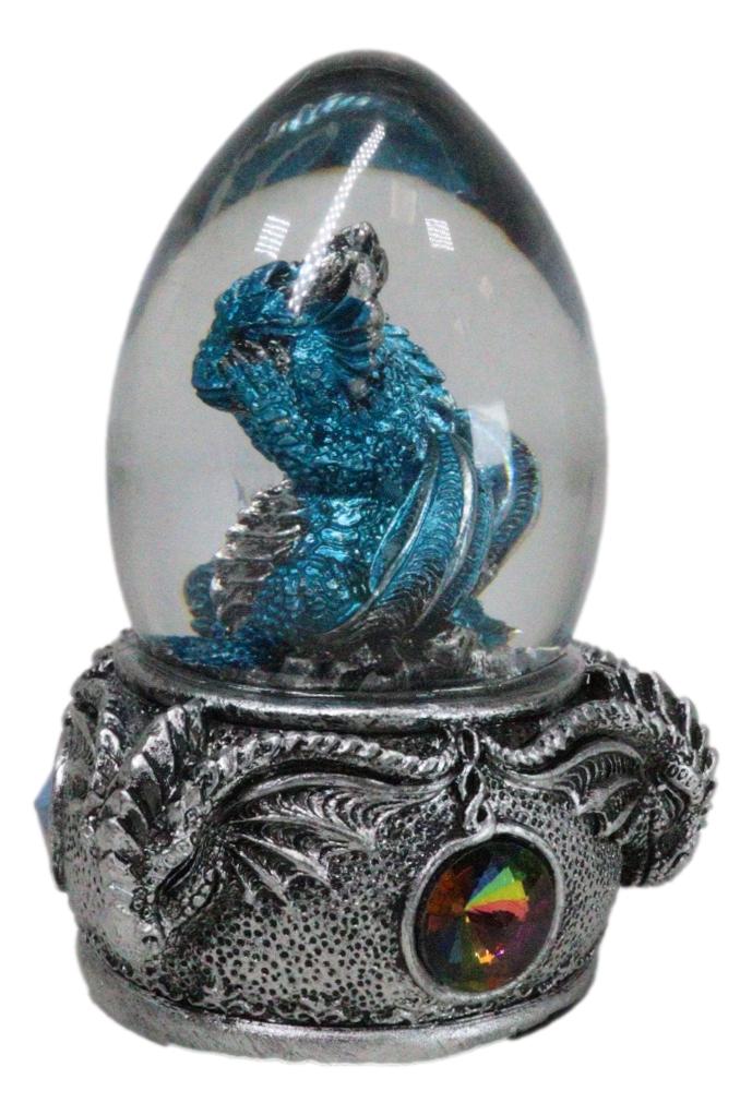 See No Evil Blue Wyrmling Dragon In Colorful LED Acrylic Glass Egg Figurine