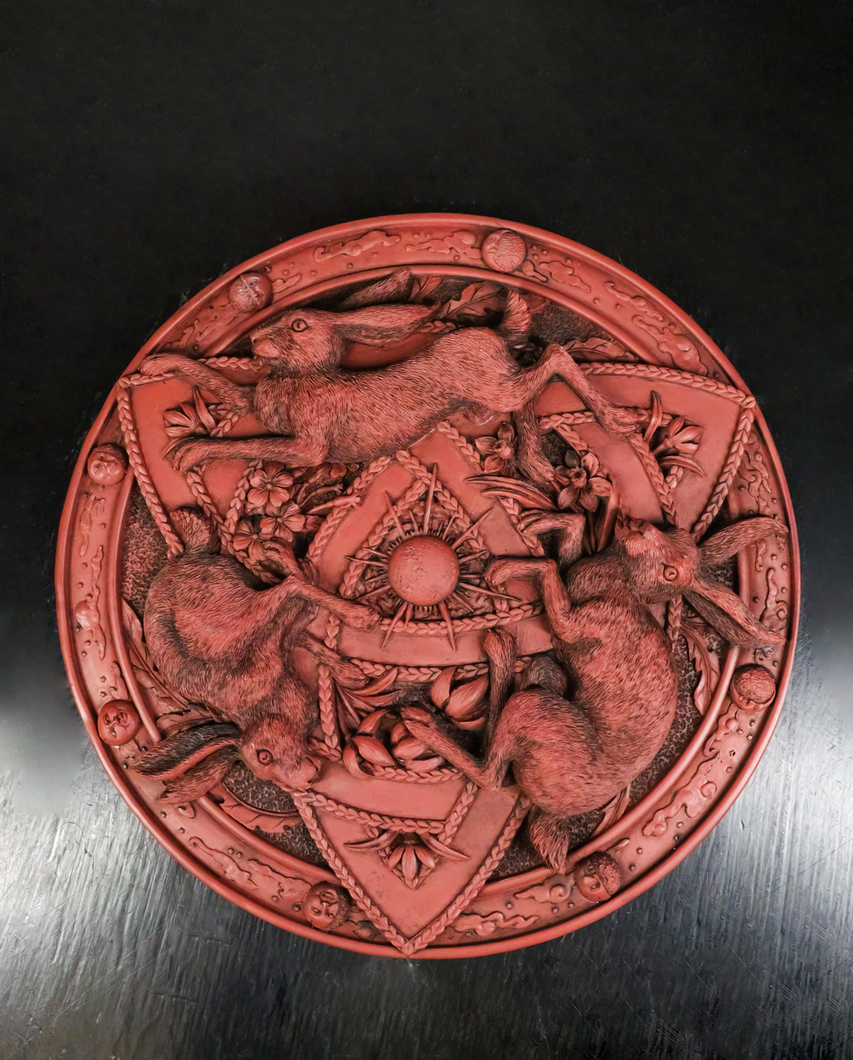 Wicca Sabbats Celtic Trinity Hares Wall Plaque Decor Faux Wooden Finish