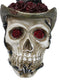 Western Old Wild West Cowboy Skull with Romantic Roses Barbed Wire Hat Figurine