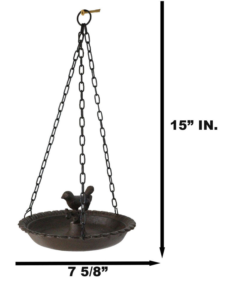 Cast Iron Love Bird On Branch Sunflower Basin Hanging Garden Bird Bath Feeder