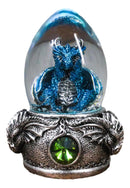See No Evil Blue Wyrmling Dragon In Colorful LED Acrylic Glass Egg Figurine