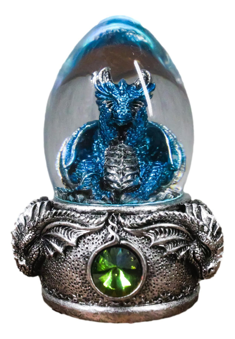 See No Evil Blue Wyrmling Dragon In Colorful LED Acrylic Glass Egg Figurine