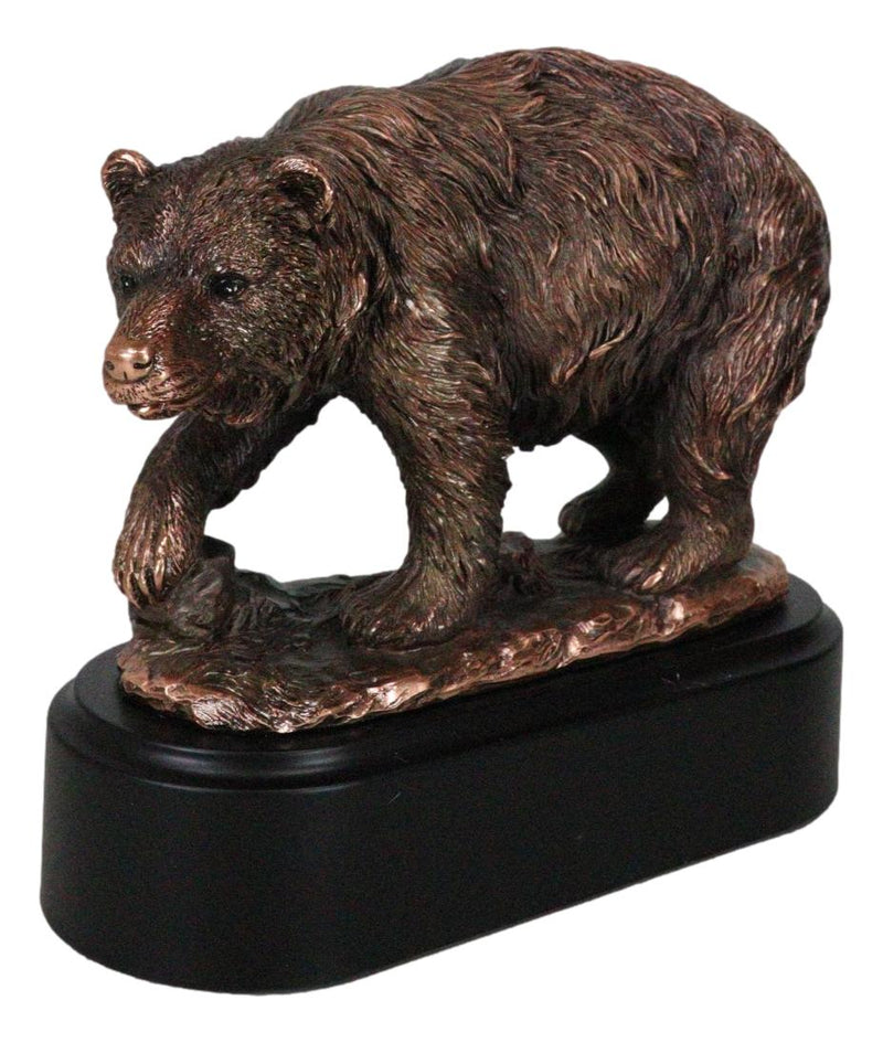 Pawing Grizzly Bear Statue 6.25"H Bronze Electroplated Resin Wildlife Figurine