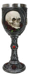 Love Never Dies Sugar Skull On Bed Of Red Roses Wine Goblet With Celtic Knotwork