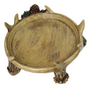 Rustic Deer Antler Tray Dish with Pinecones Woodland Decorative Catchall Bowl