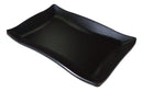 Pack Of 6 Black Silk Melamine Rectangular Wavy Buffet Lunch Sushi Plates 6.75"L