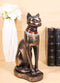 Egyptian Goddess Faux Bronze Bastet Cat Sitting in Royal Pose Figurine
