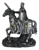 Suit of Armor Crusader Knight With Sword And Shield On Cavalry Horse Figurine