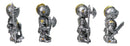 Set of 4 Medieval Suit of Armor Knights With Axe Sword Shields Mini Figurines