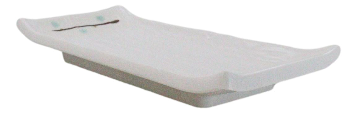 Set Of 6 Modern Yukino Hana Snowflakes Melamine Rectangular Sushi Plates 8.5"L