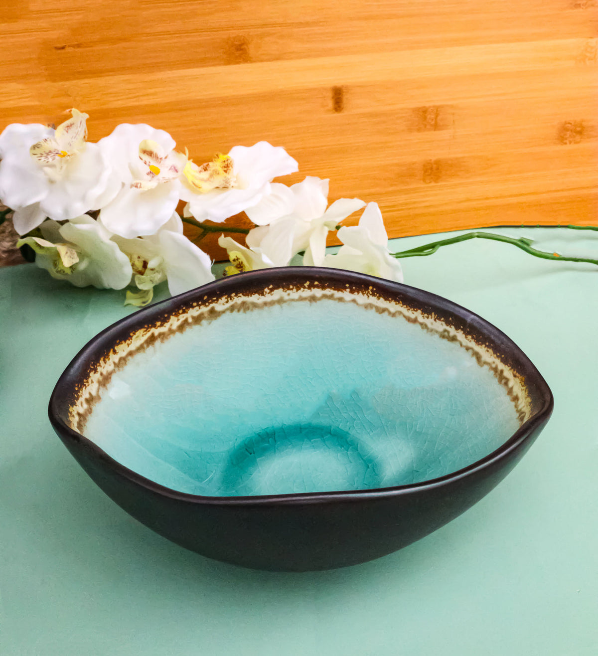 Pack Of 6 Green Crackle Midori Kannyu Wavy Round Condiment Sauce Dishes 2oz
