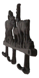 Rustic Deer Stag Doe and Fawn Family Antlers Cast Iron 6 Peg Wall Hook Sculpture
