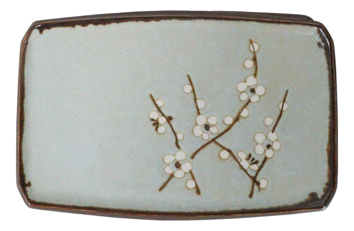 Set Of 4 Japan Made Sakura Cherry Blossoms Porcelain Rectangular Serving Plates