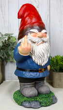 Feisty Rude Go Away! Gnome Dwarf Flipping The Bird Middle Finger Figurine 13"H