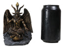 Wicca Occult Sabbatic Goat Baphomet Sitting On Globe Round Coaster Figurine Set