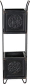 Rustic Farmhouse 2 Tiered Black Metal Box Planters With French Floral Design