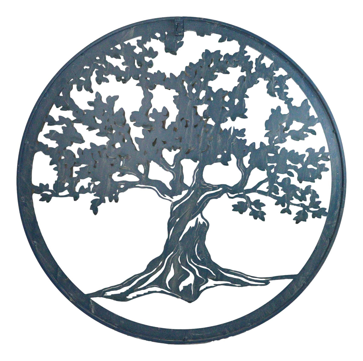 Blue 24"D Oversized Round Celtic Tree of Life Medallion Metal Wall Circle Plaque
